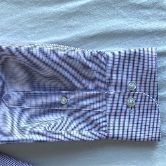 Van Heusen Red & Blue Check Reg Fit Wrinkle Free Button Up Shirt - Picture 8 of 12